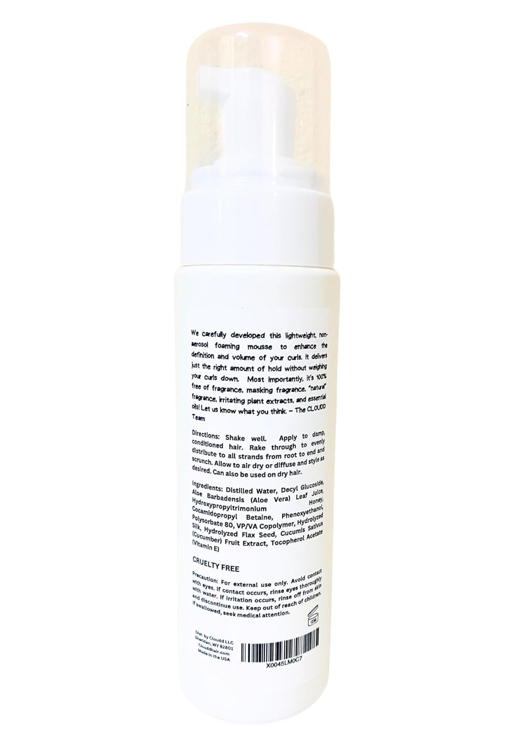 CLOUDD Fragrance-Free Curl Defining Styling Mousse, 100% Fragrance-Free and Essential Oil-Free, Unscented, Non-aerosol - Image 2