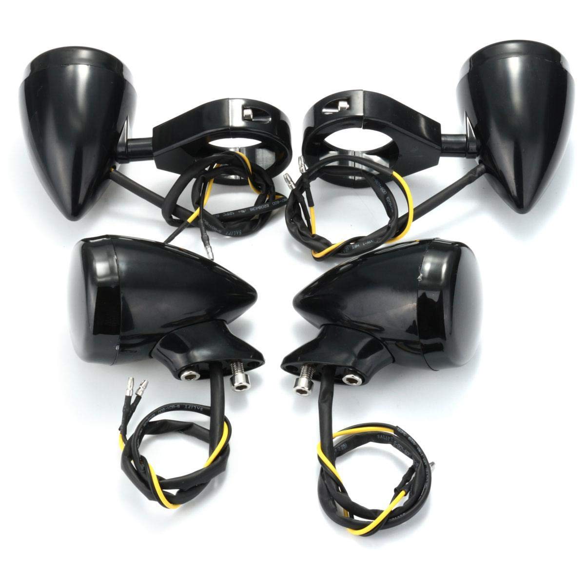 2Szt Przednia 2Sztuk Tylny Motocykl Led Kierunkowskaz 41Mm Zacisk Widelca Do Harley - Clear