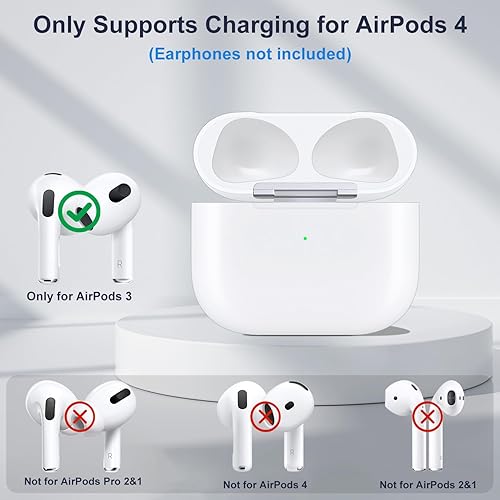 Miniatura 2 de Funda de carga inalámbrica compatible con AirPods 3, cargador de repuesto para AirPods de 3 generación, con botón de sincronización de