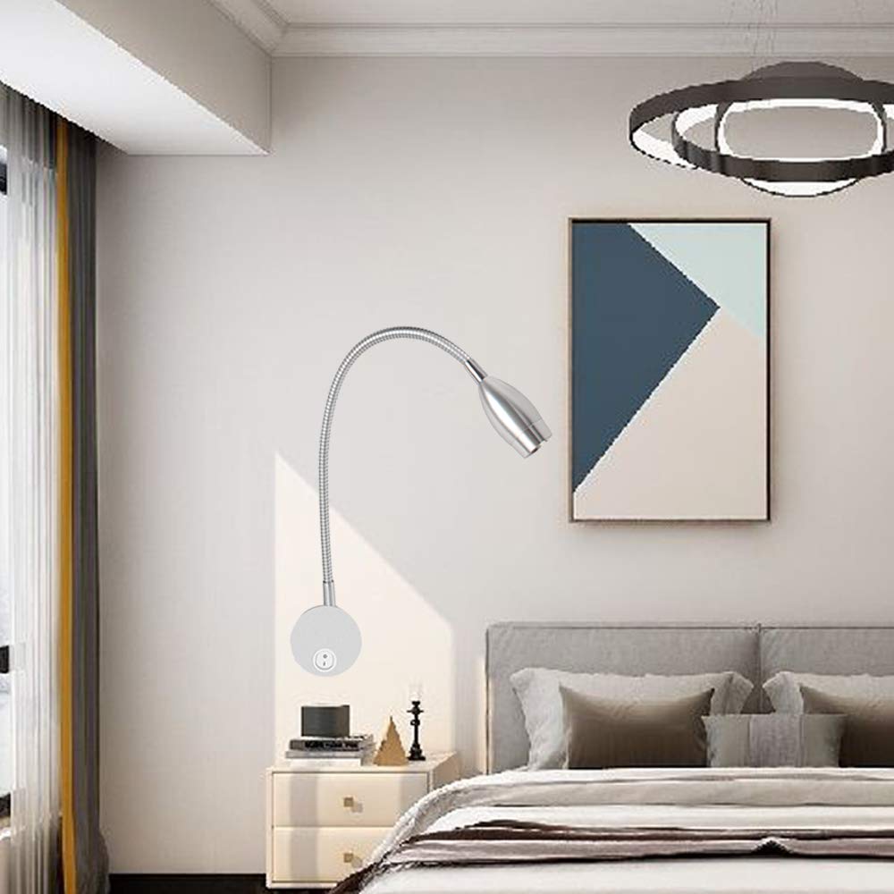 LED-leeslampen voor Bedhoofdeinde Verstelbare LED-leeslamp voor Bedhoofdeinde met Flexibele Zwanenhals, UIT/AAN-schakelaar, Laag Stroomverbruik, Eenvoudige Installatie (1w