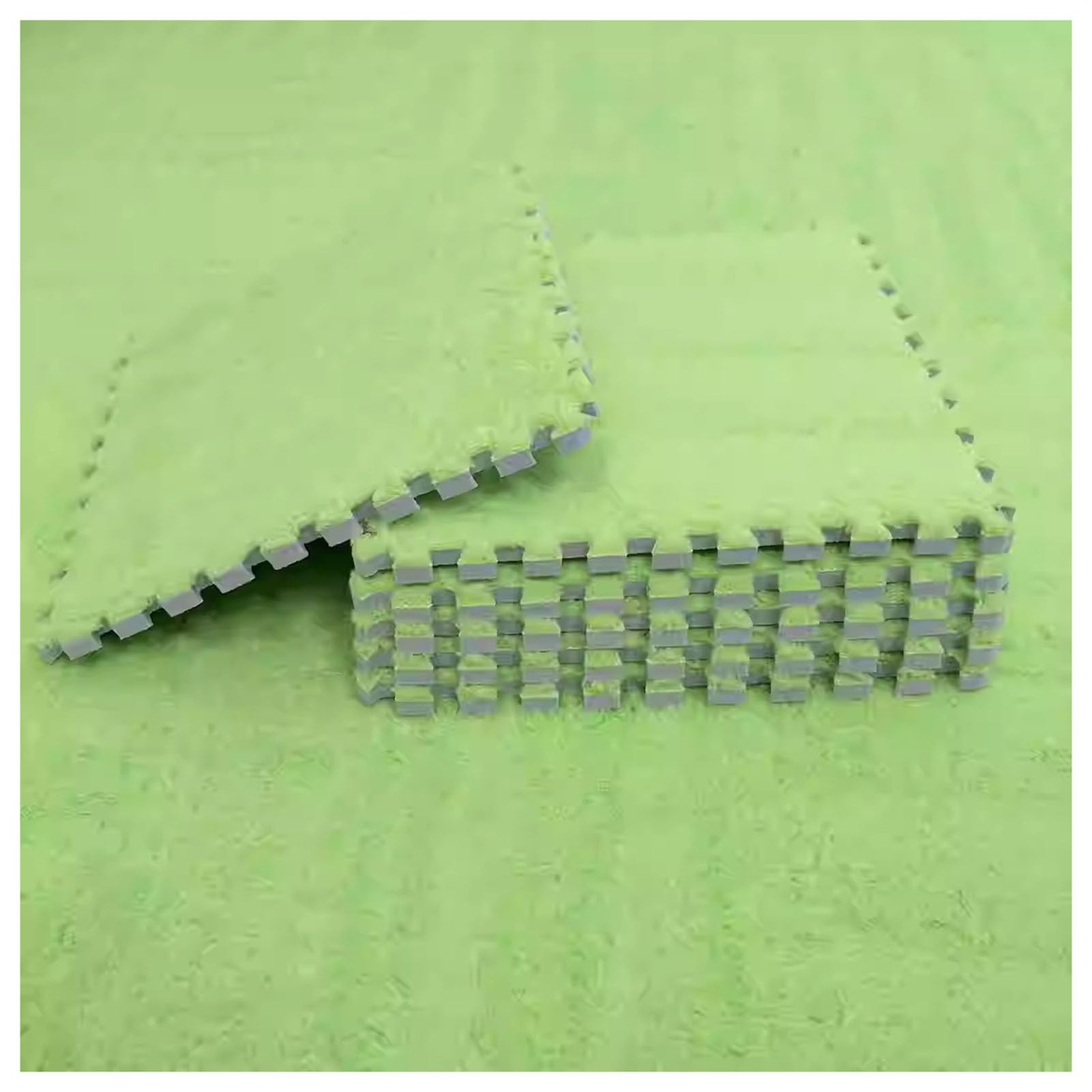 Tappetino Puzzle in Schiuma a Incastro Morbido, 30x30x1 cm, tappeti da Gioco Morbidi, 36 Piastrelle Verdi per Pavimento per casa e Scuola, Soluzione di pavimentazione soffice e Imbottita