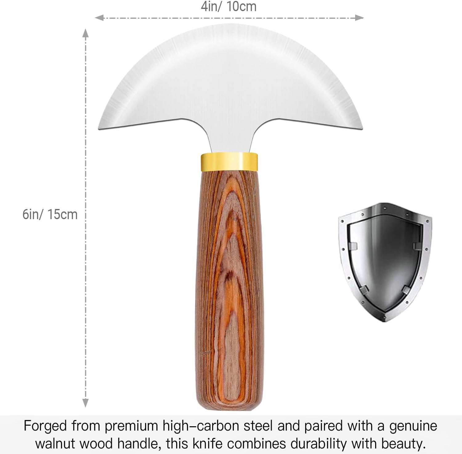 GREBSTK Round Head Leather Knife - High Carbon Steel Half Moon Skiving & Cutting Tool for Leather Craft DIY, Belts - Walnut Handle (Professional/Beginner Tool)