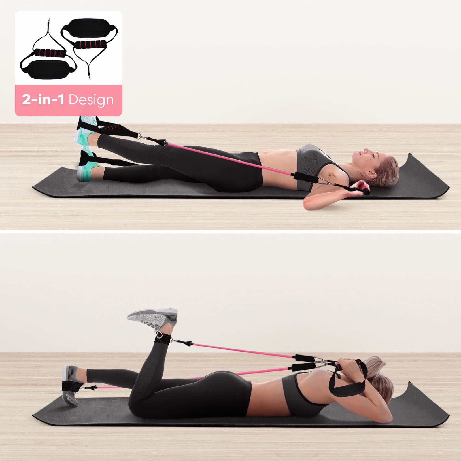 Barra de Pilates, Niest Barra Pilates Hecha de Hierro con 6 Bandas de Resistencia de Tubo de Látex Natural(30-240lbs), Gomas Elasticas Musculacion para Gimnasio En Casa, Navidad