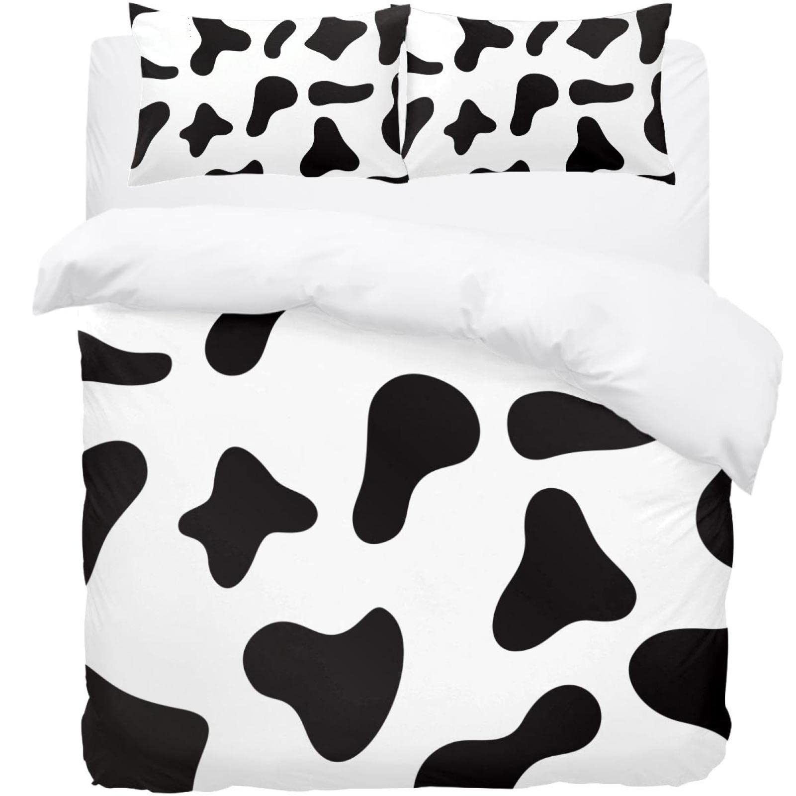 Housse de couette douce motif peau de vache avec 2 taies d'oreiller - 01