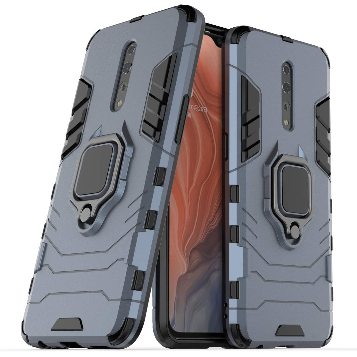 MRSTER Funda OPPO Reno4 Pro 5G, Armor Funda con 360 Anillo Soporte, Anti-Arañazos con Absorción de Choque Resistente Carcasa Protectora para OPPO Reno4 Pro 5G. HB Black — view 6