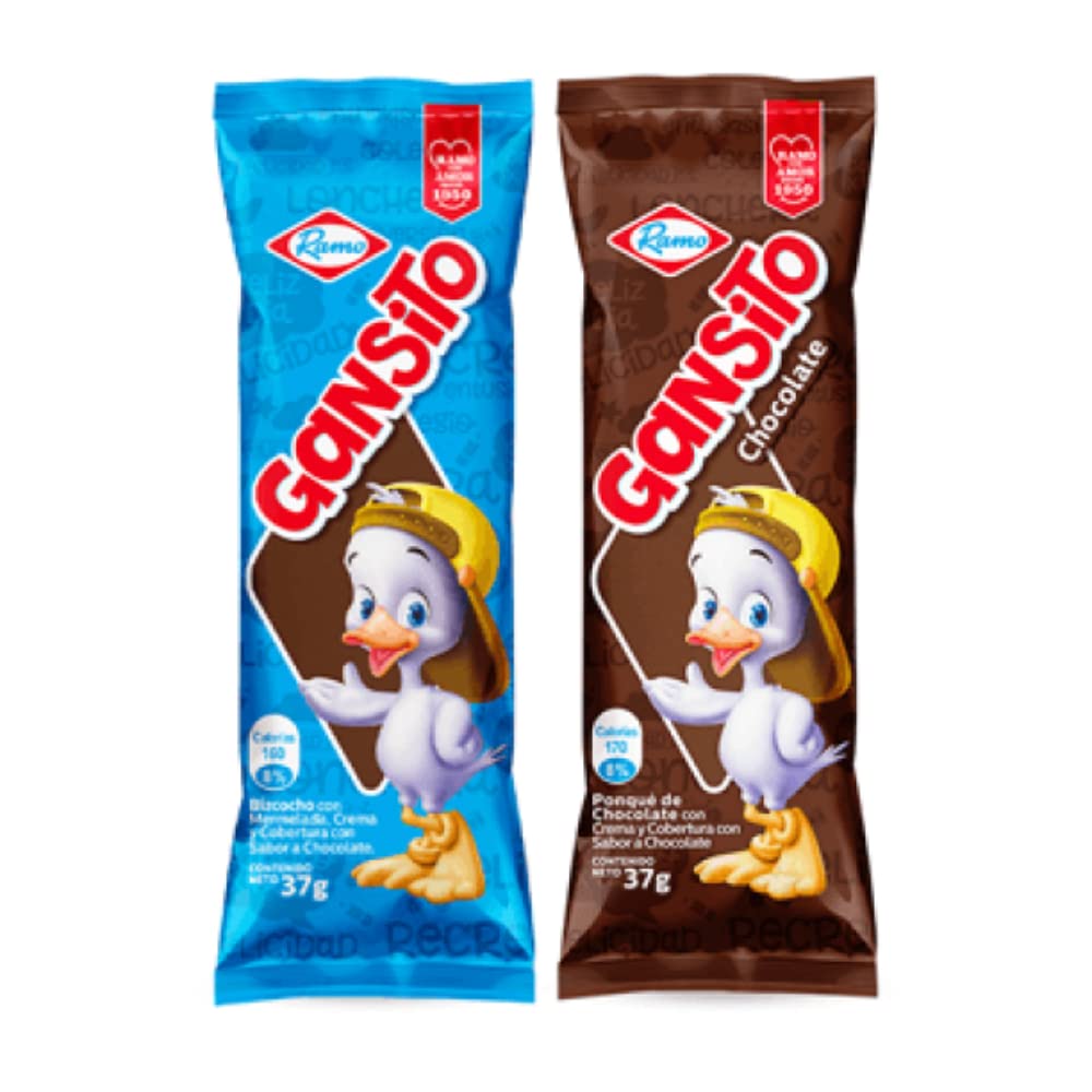 Gansito Snack Cake covered with Chocolate (Pack of 3) and blackberry and arequipe right inside pack of 6 each