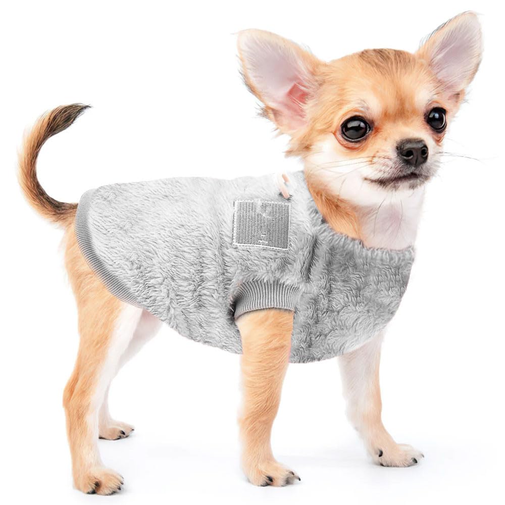 Voarge Pet Wool Winter Coat with D-Ring, Winter Warm Dog Cat Jumper Clothes Pet Coat Costume Puppy Sweater, Grey, M (Grey, XXL)