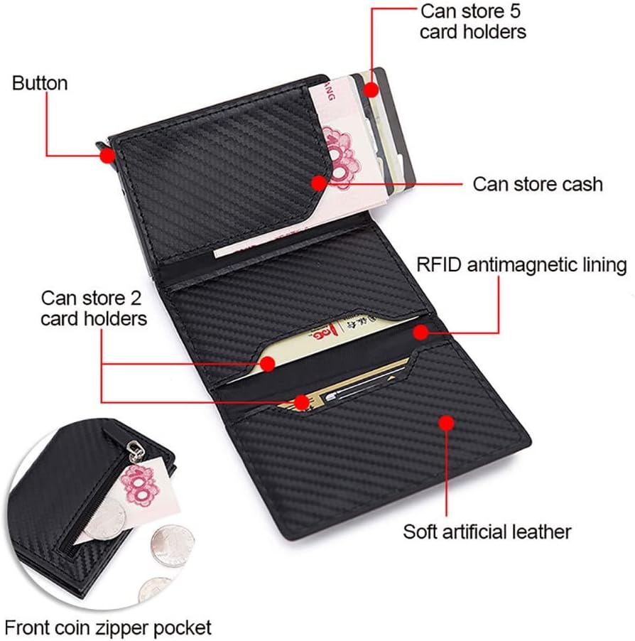 Automatic Business Credit Card Holder Id Badge Holder Card Case Vertical Smart Vintage PU Leather Men's Mini Wallet
