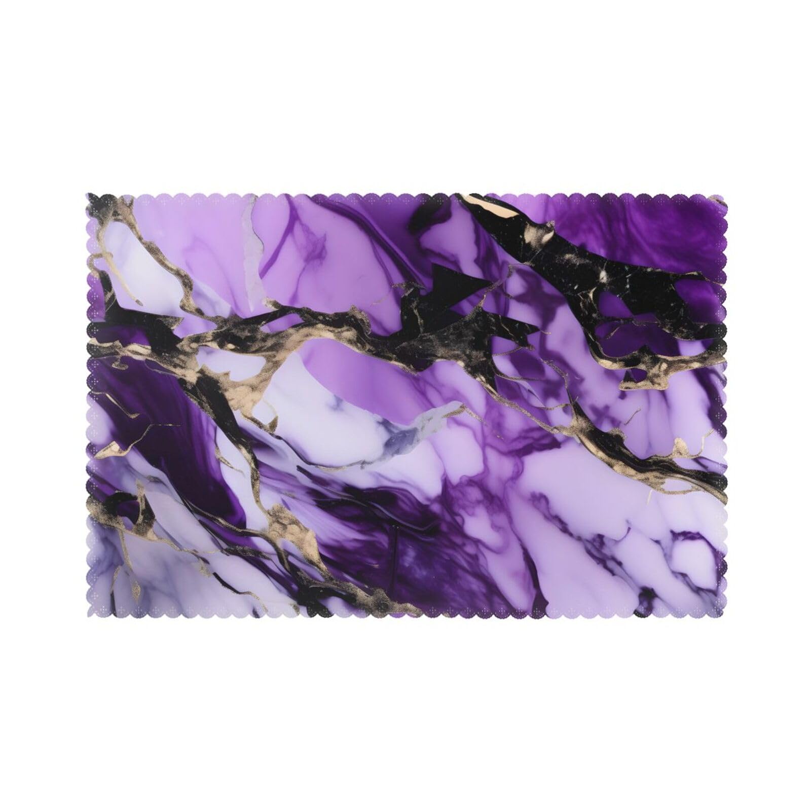 purple marble Print Placemats for Dining Table Set of 6 12x18 Inch Table Mats for Party Kitchen Dining.