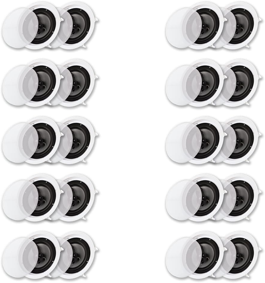 Acoustic Audio CS-IC83 in Ceiling Wall 8" Speaker 10 Pair Pack 3 Way Home Theater Flush Mount