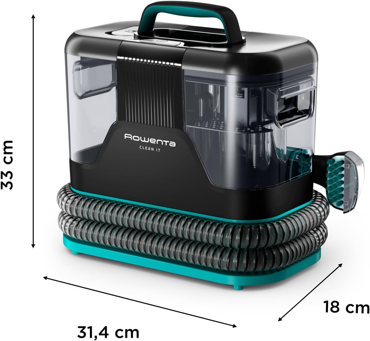 Rowenta Clean It, Aspiradora tapicerías 750 W, 6 Acc, Hasta 13,5 kPa + Solución limpiadora de tejidos y alfombras