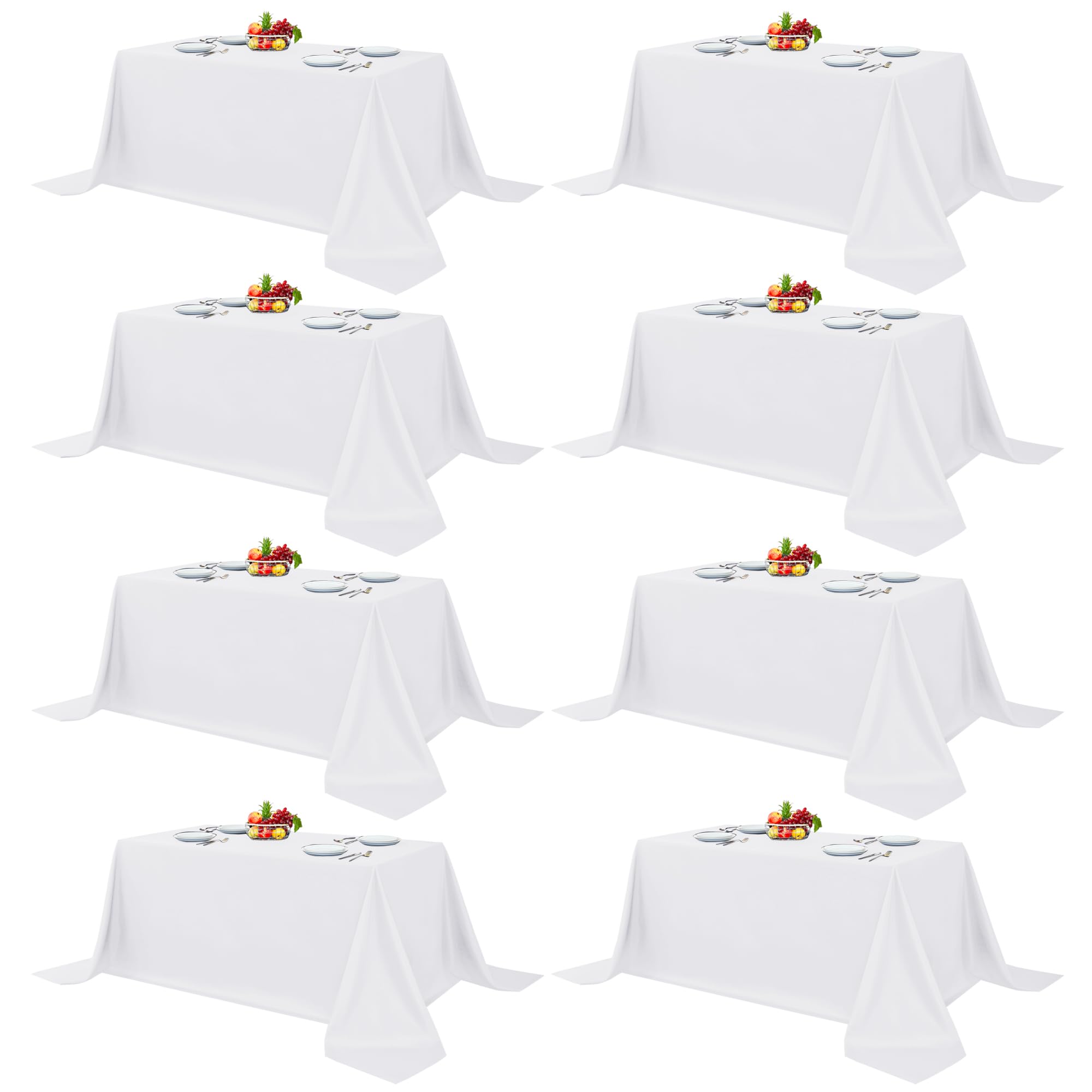 Photo 1 of Fitable 8 Pack Tablecloths 90x132 Inch White Polyester