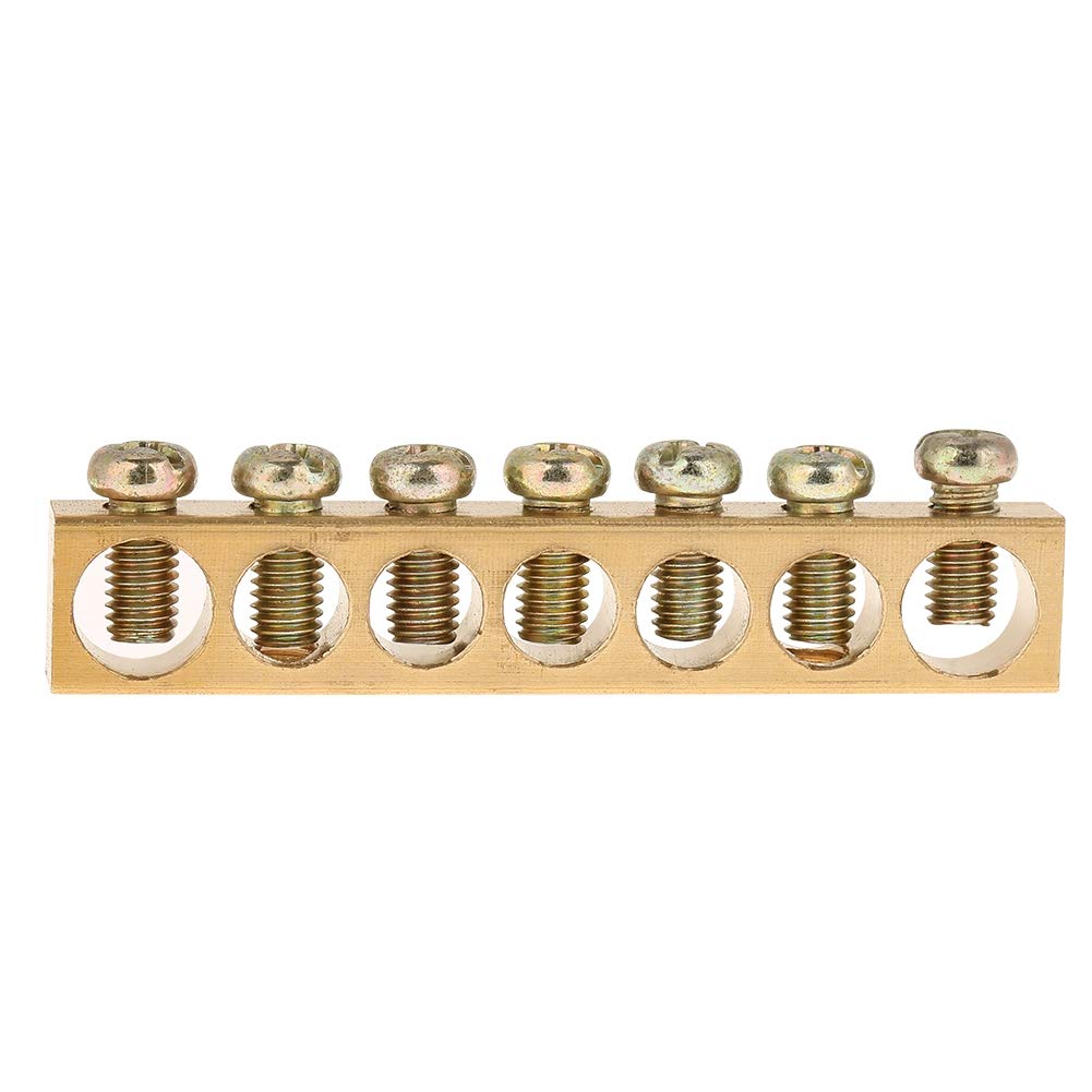 10Pcs Ground Bar, 7 Holes Brass Ground Bar Kit,Neutral Terminal,Good Wear-Resistance and Chemical -Resistance,for Pe30 Distribution Box, Distribution Cabinet, Lighting