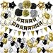 Produktbild Toupons Geburtstagsdeko, Geburtstag Dekorationen für Männer Frauen Schwarz Gold Happy Birthday Banner Girlande Luftballons Spiralen Dekoration 113Pcs Geburtstag Party Deko Set