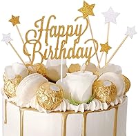 Vista 1 de Vela alternativa para tartas de cumpleaños con purpurina dorada, hecha a mano (paquete de 7)