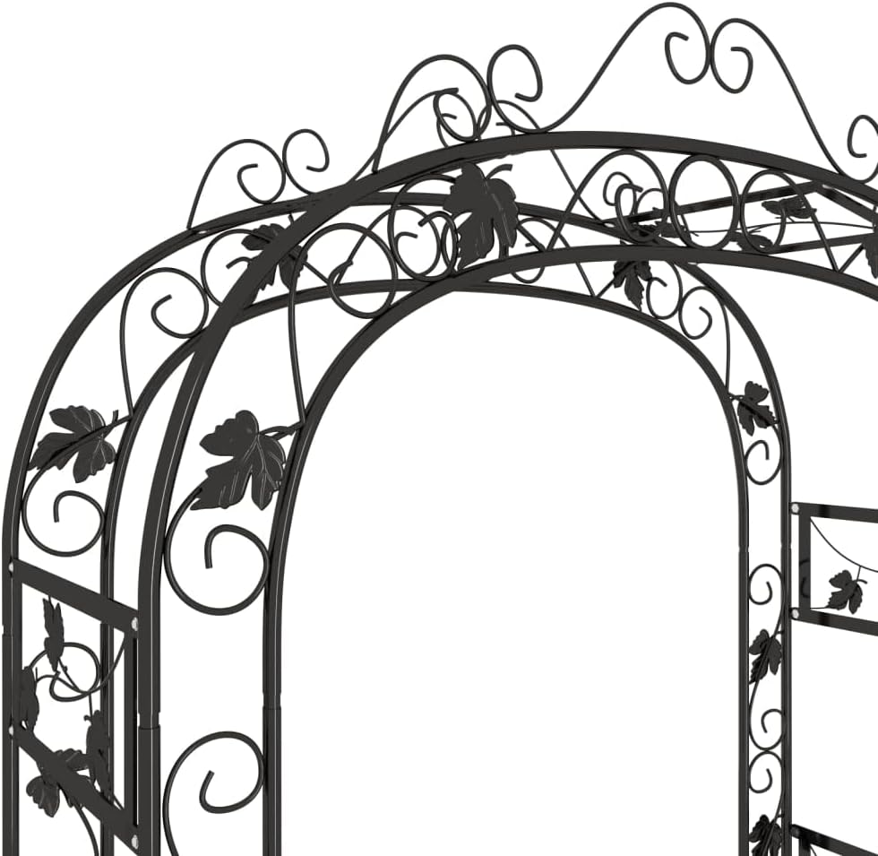 vidaXL Garden Arch, Patio Pergola with Metal Frame, Rose Arch for Outdoor Balcony Terrace Backyard, Arch Trellis, Garden Arbor, Black Steel