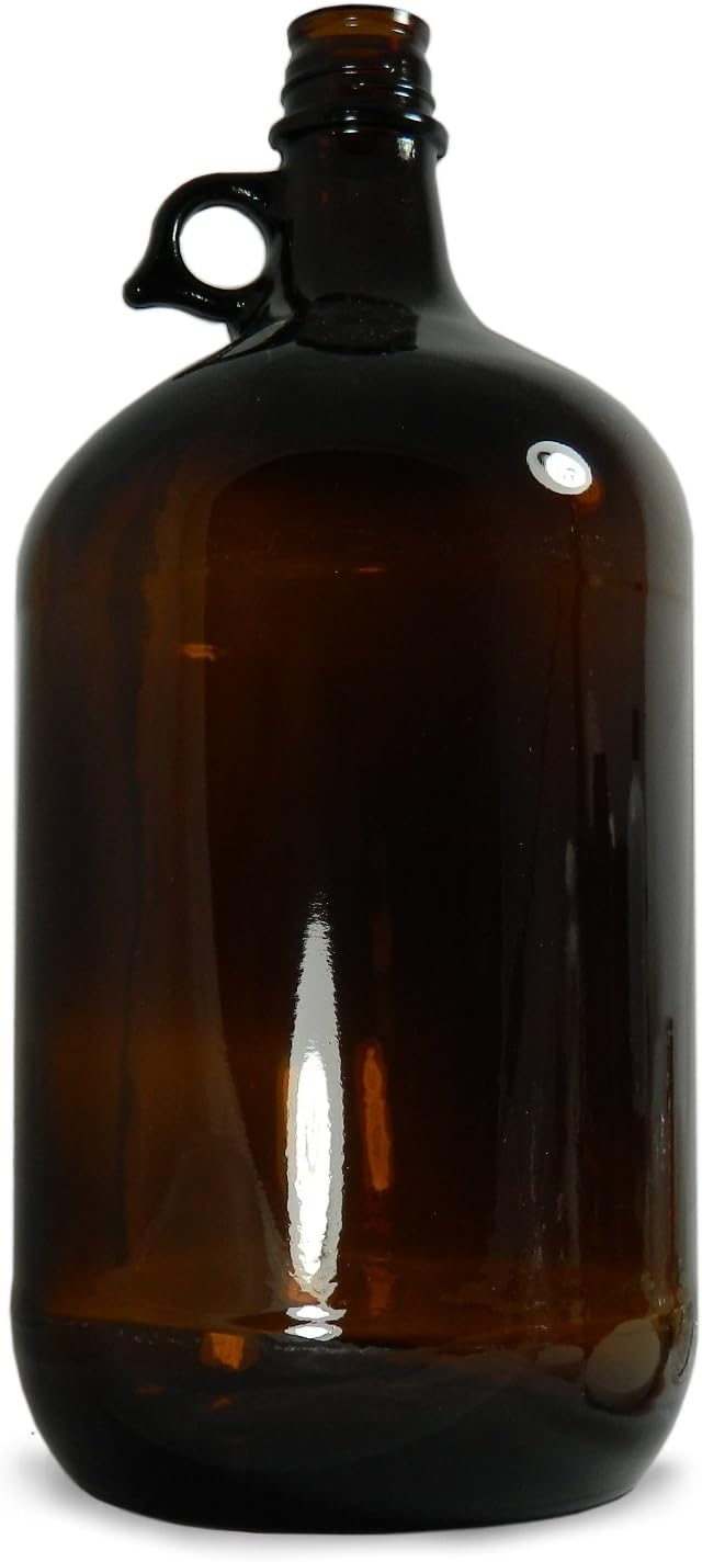 Qorpak GLA-05361 Glass Jug with Pour Out 38-439 Neck Finish, Jug Only, 135 oz., Amber (Pack of 6)