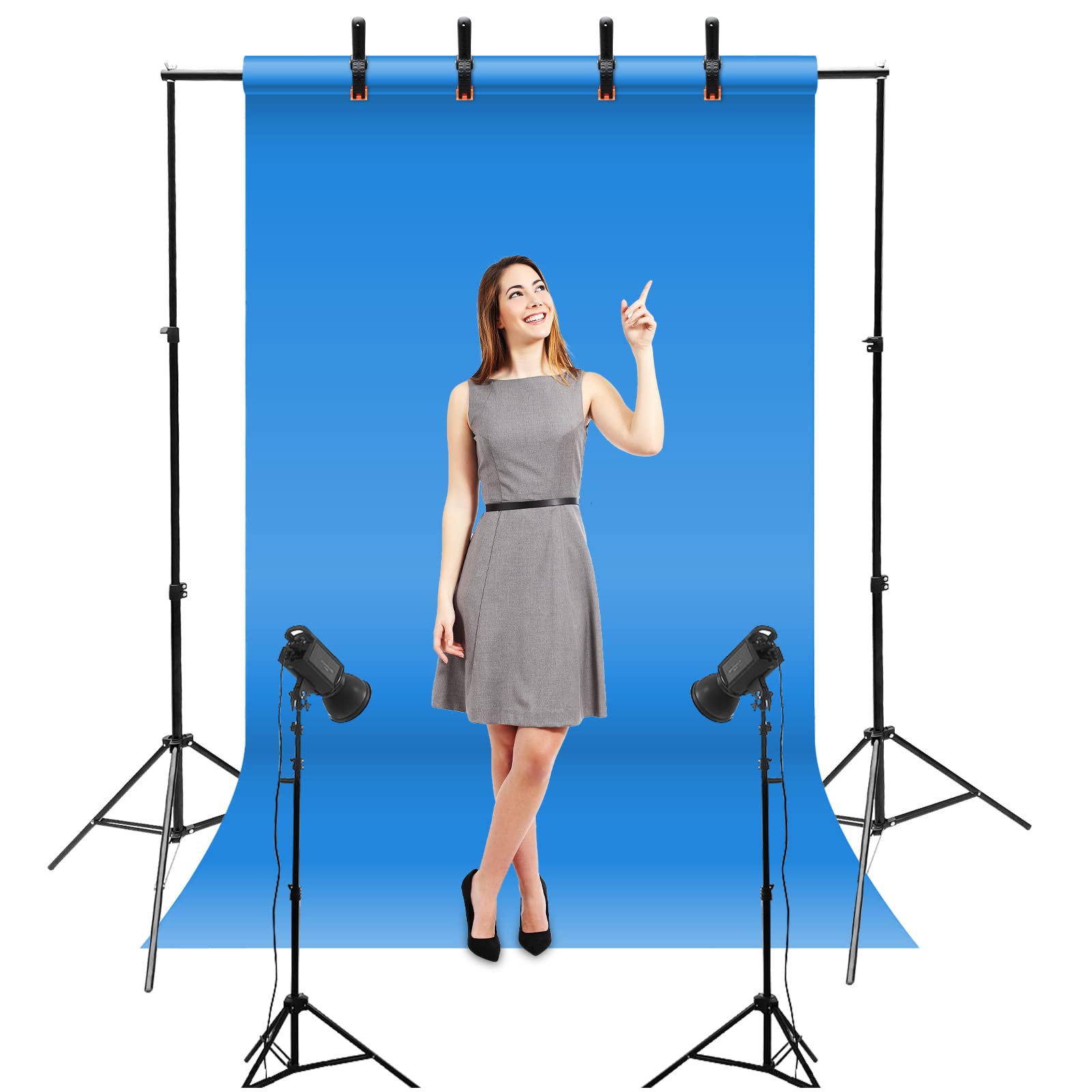 Relota Fond et Photo 200cm x 300cm, Support Toile Professionnel Reglable avec 10 Pinces À Ressort, Trépied pour Studio Photo et Photographie Portrait, Diffusion en Direct