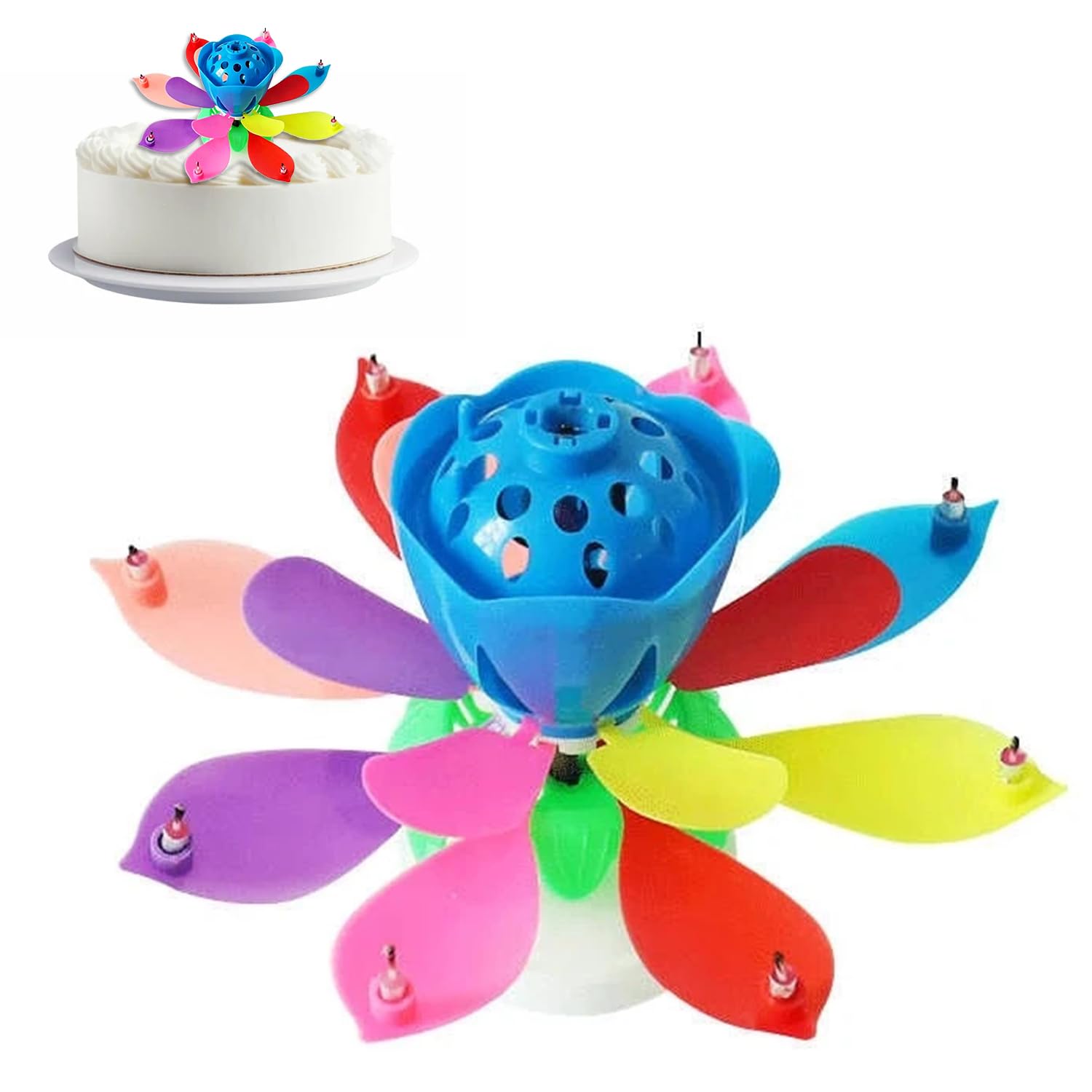 Musical Birthday Candles,Lotus Flower Blooming Candle for Cake with Happy Birthday Song,Auto-Opening Spinning Petals Colorful Blooming Musical C/andle B/irthday C/andles Cake Ca/ndles