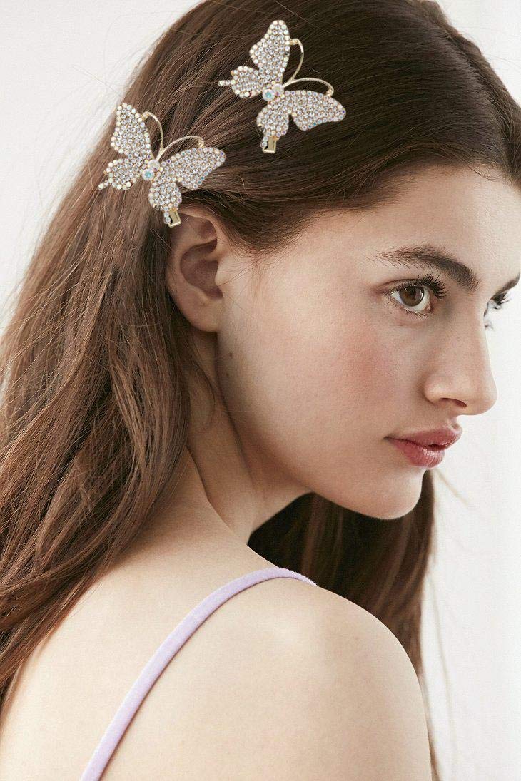 Kidzoo Golden BUTTERFLY SHAPE HAIRCLIP Metal Silver Crystal Rhinestone Bridal Hairpin Fashion Hair Accessories Set for Children Girls & Women (Pack of 2) (B08VVV9PKT) Amazon Price History, Amazon Price Tracker