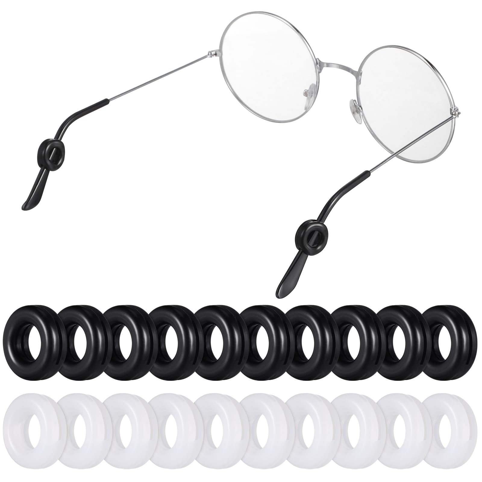10 Paia Di Gommini Antiscivolo Per Occhiali In PVC Trasparente, Aderenti E Morbidi Per Aste Da 4-12 Mm, Ferma Occhiali Per Lettura E Sport