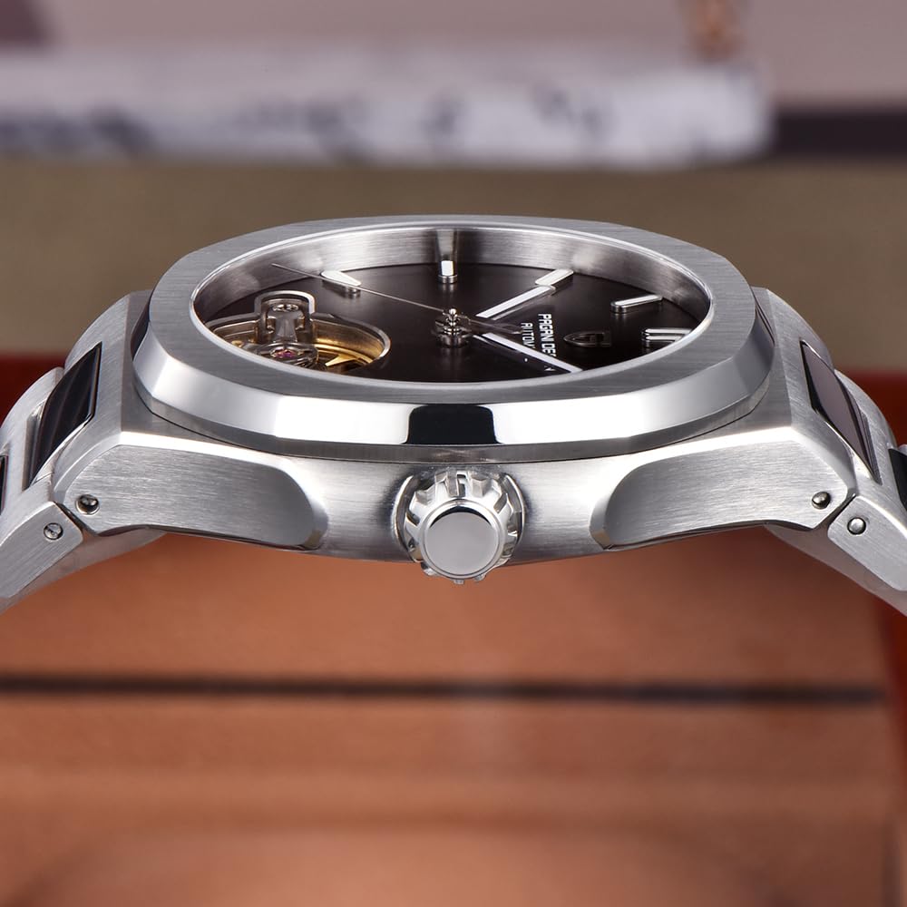 Pagani Design Herrenuhr, PD-YS025, Herren Automatik, Skelett Tourbillon, mechanisches Uhrwerk, sportliches Saphirglas, Edelstahlarmband, 42 mm Gehäuse