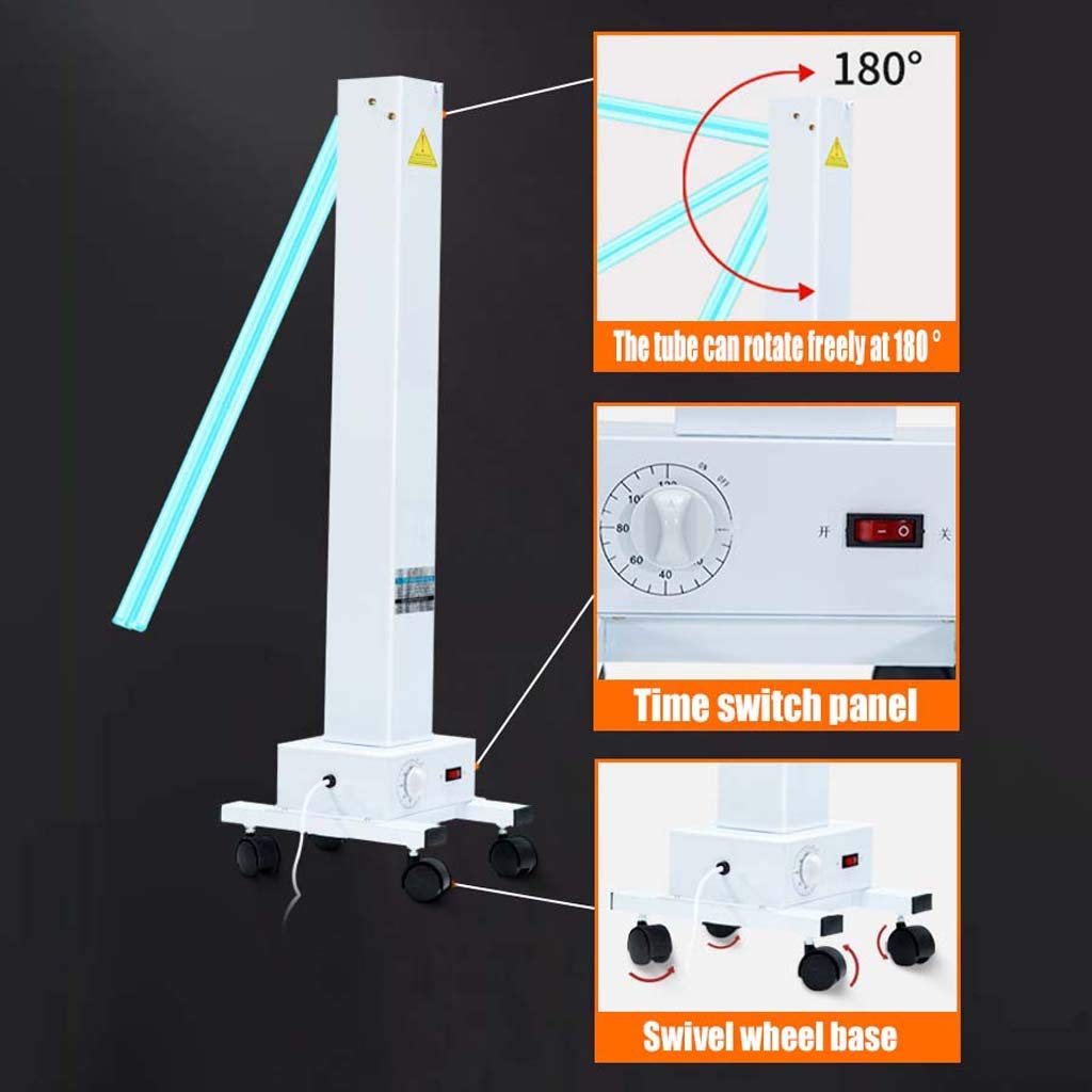 Lámpara de desinfección UV 65W, lámpara de esterilización portátil Escolar 100W | Lámpara de desinfección de ácaros de ozono de Alta Potencia de fábrica -Tasa de esterilización 99.9%