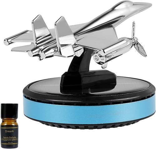 Miniatura 3 de Ambientador solar para automóvil de avión, difusor de aroma de automóvil giratorio solar con 0.2 fl oz de aceite esencial de larga duración, difusor