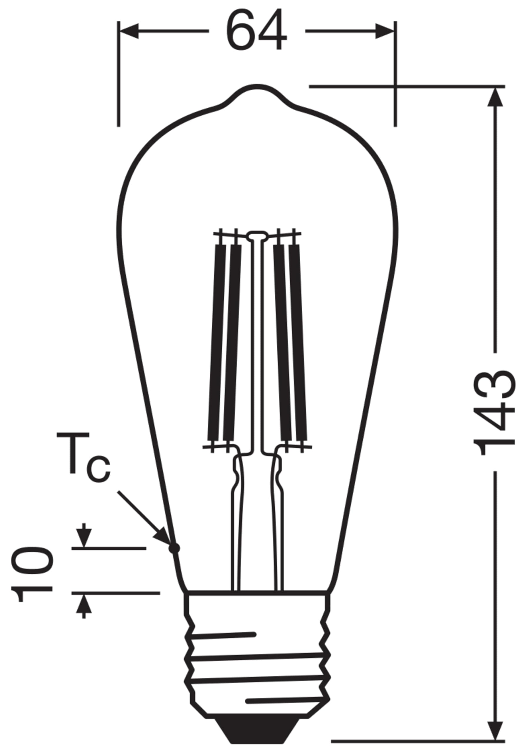 OSRAM LED Star Globe con forma de bombilla Edison clásica, 6,5 W / 806 lm, | , LED Lamps, 64.00 Millimetres dia, , Paquete de 6