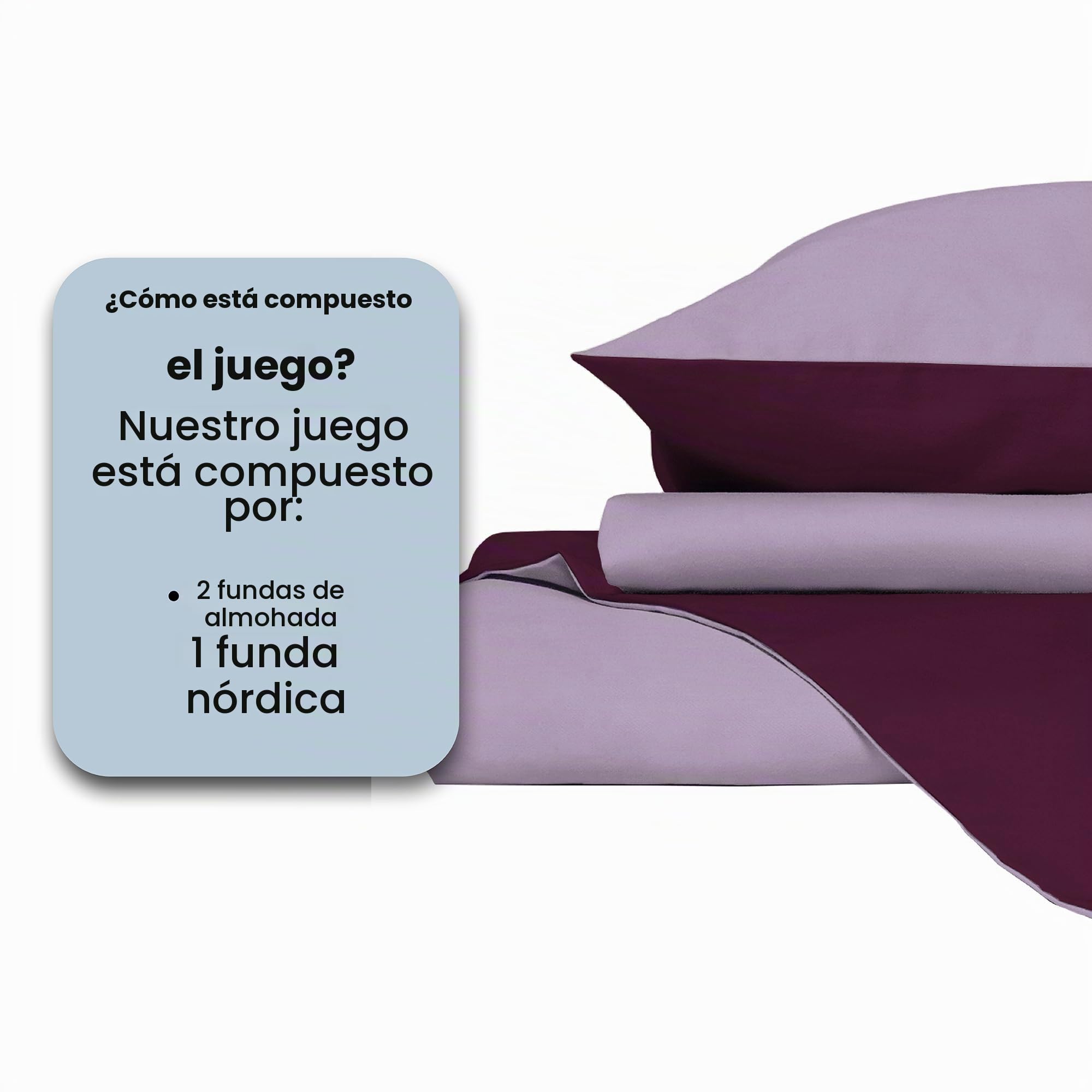 Italian Bed Linen Funda nòrdica Lila/Ciruela 2 plazas (250 x 200 cm + 2/52 x 82 cm)