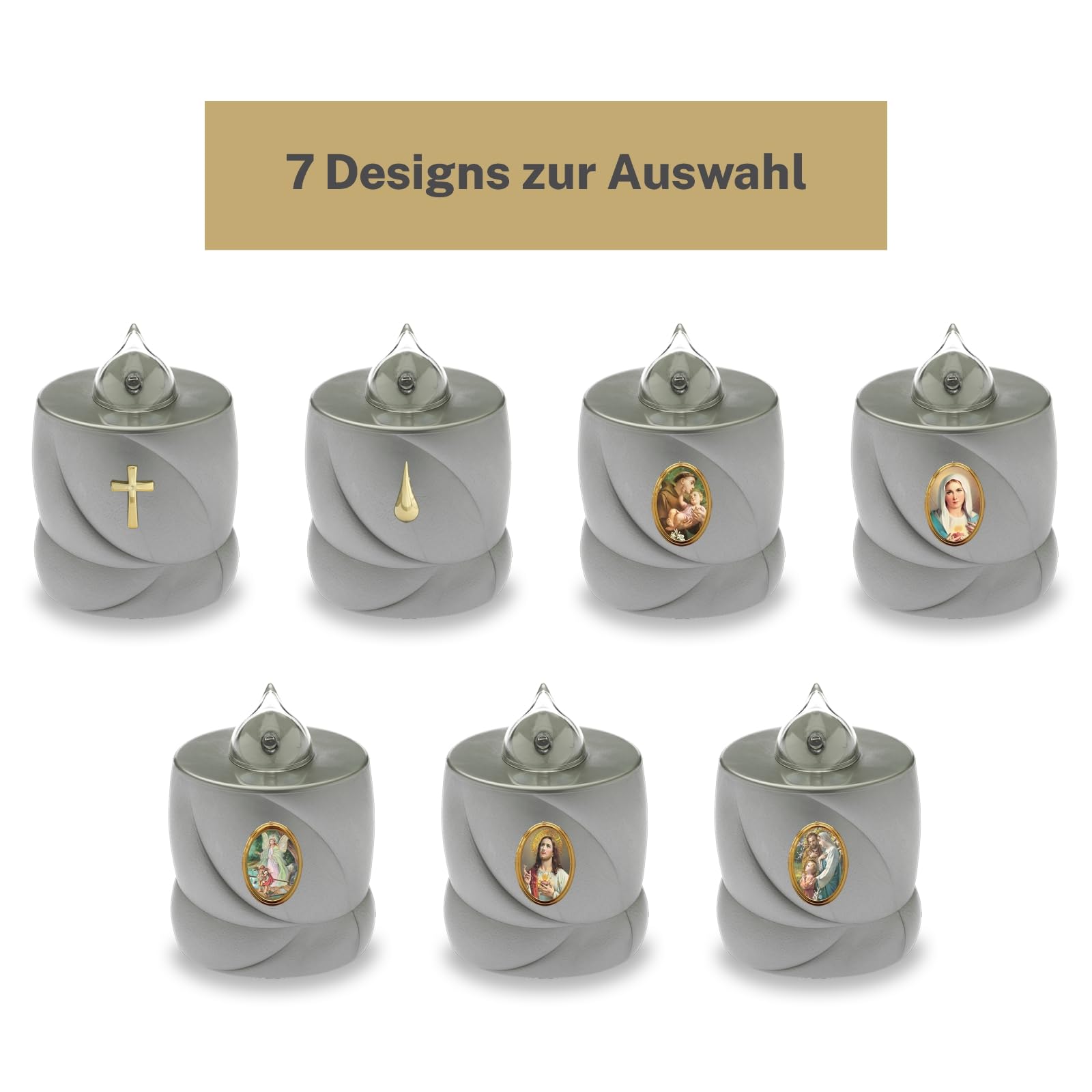 AROBA LED Grave Candle - Flickering Effect - Long Burning Time Up to 200 Days - Reusable - Silver Tear, Silver - Tear, 1 Grabkerze - Image 3