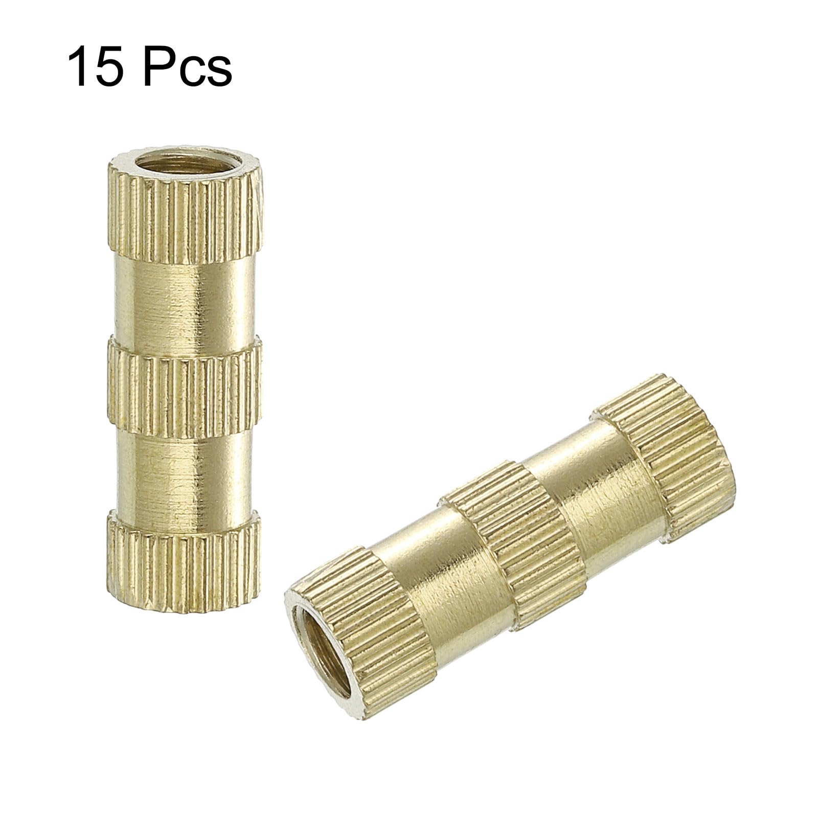 QUARKZMAN Dadi Inserti Scanalati 15pz M5 x 20mm x 7mm Inserti Filettati Femmina Ottone