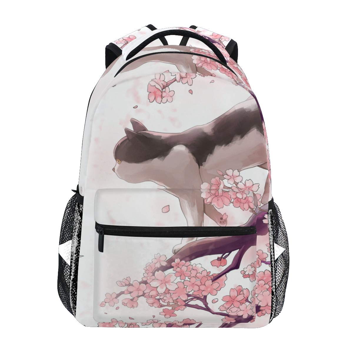 Chat Debout sur Le Sac à Dos d'école de Cerisier pour Le Sac de Voyage de Sac de Voyage d'enfants de Filles de garçons