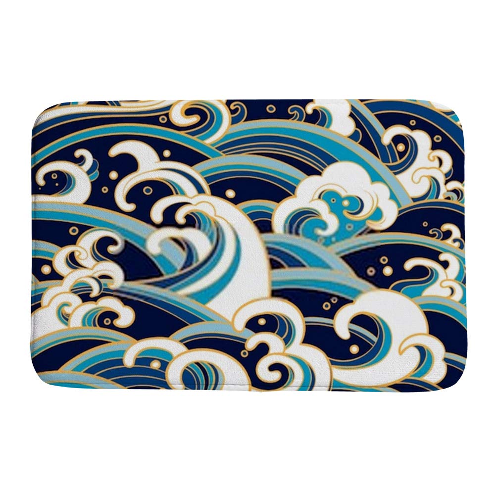 Tapis de bain en mousse de prestige polaire corail haut de gamme vagues océaniques