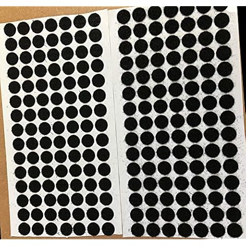 210 x 13mm Hook and Loop Self Adhesive Coins Dots 105 Hook & 105 Loop Fasteners (Black, 1) Cover