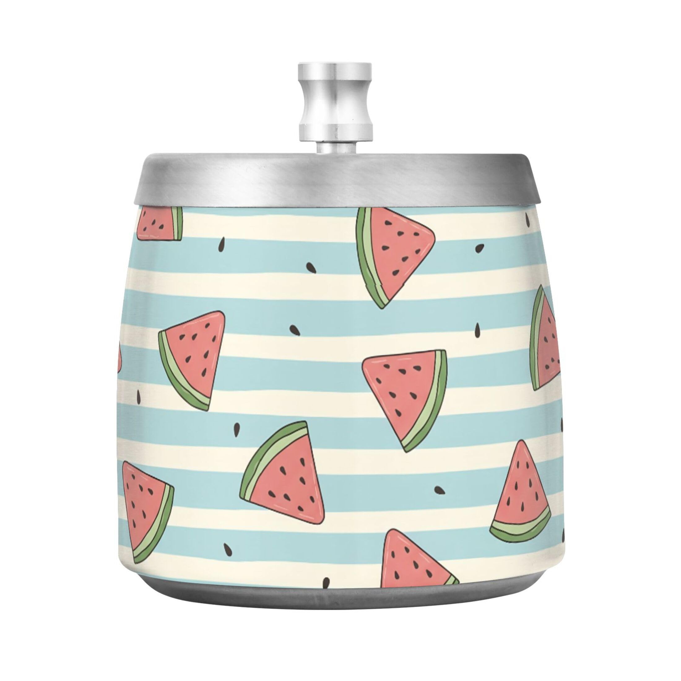 Kutsu Slices Of Watermelon Ashtray for Cigarette, Smokeless Odorless Ash Tray Stainless Steel for Home Office, Anti-Slip Ashtray with Lid for Outdoor Balcony