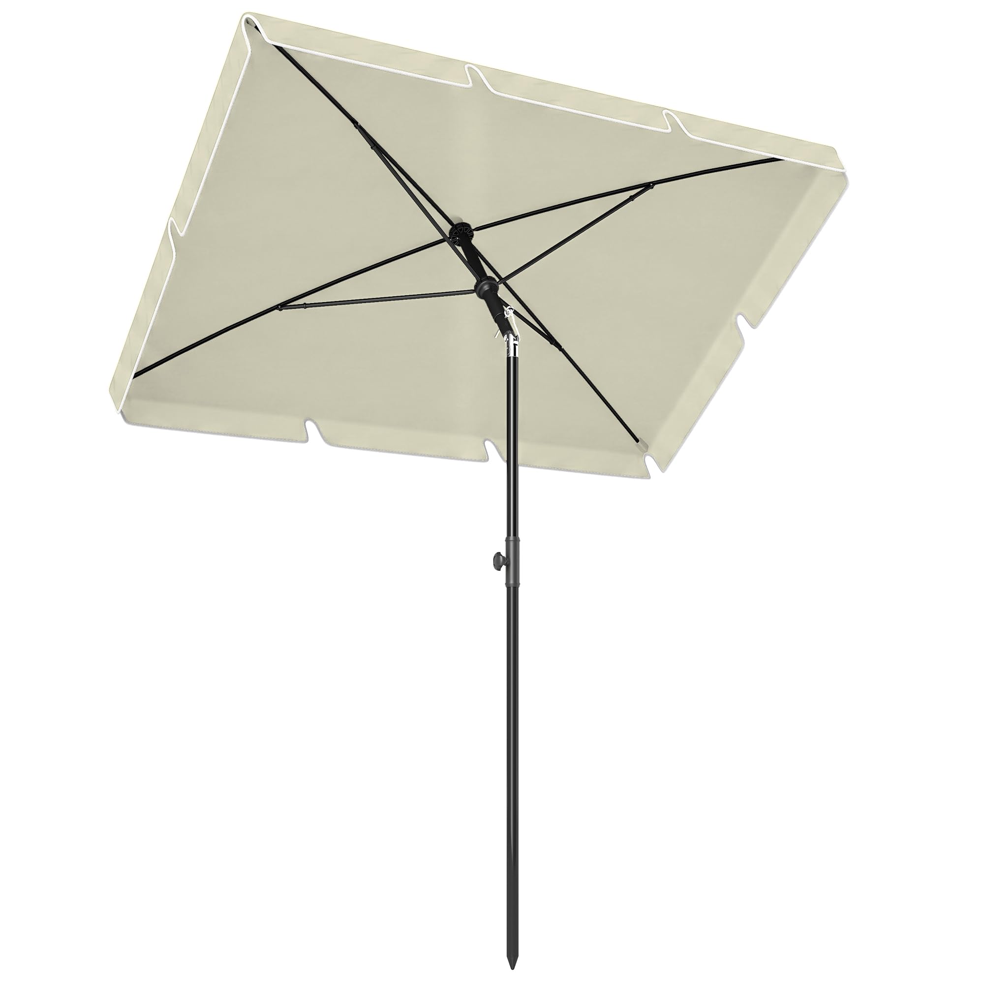 Outsunny Parasol de Jardin Rectangulaire Inclinable 2 x 1,3 m Beige Clair | Parasol Droit, Alu Métal, Polyester Haute Densité