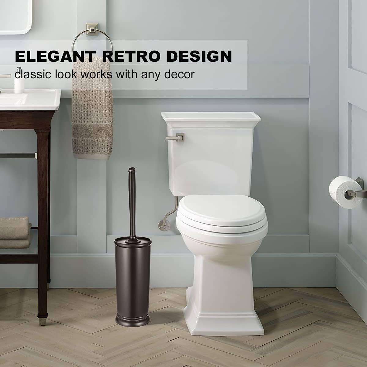 Toilet Bowl Brush Holder Set: 2 Pack Modern Deep Cleaning Bathroom Toilet Scrubber with Caddy for rv - Rim Decorative Accessories Cleaner Brushes for Toilet - Bronze : Home & Kitchen
