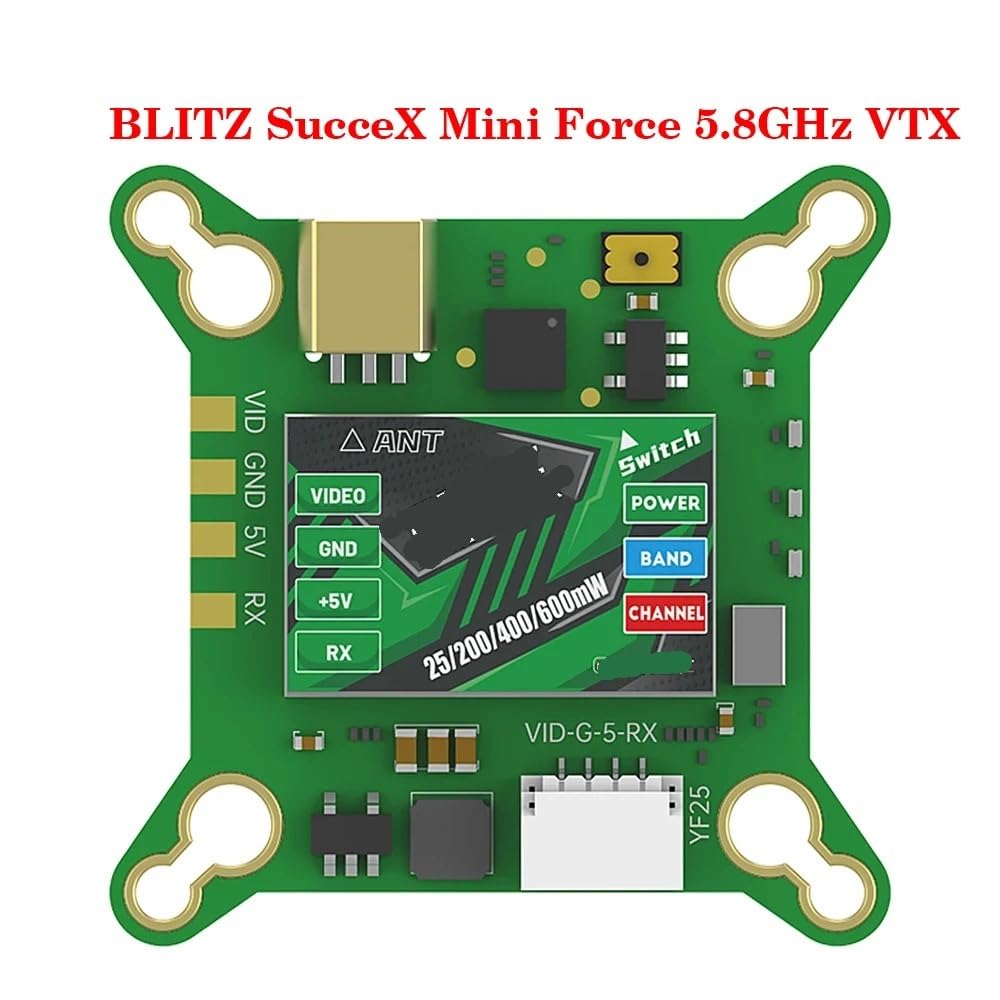 BLITZ Force VTX 5,8 GHz ze złączem MMCX regulowana moc PIT 25 mW 200 mW 400 mW 600 mW pasuje do drona RC FPV