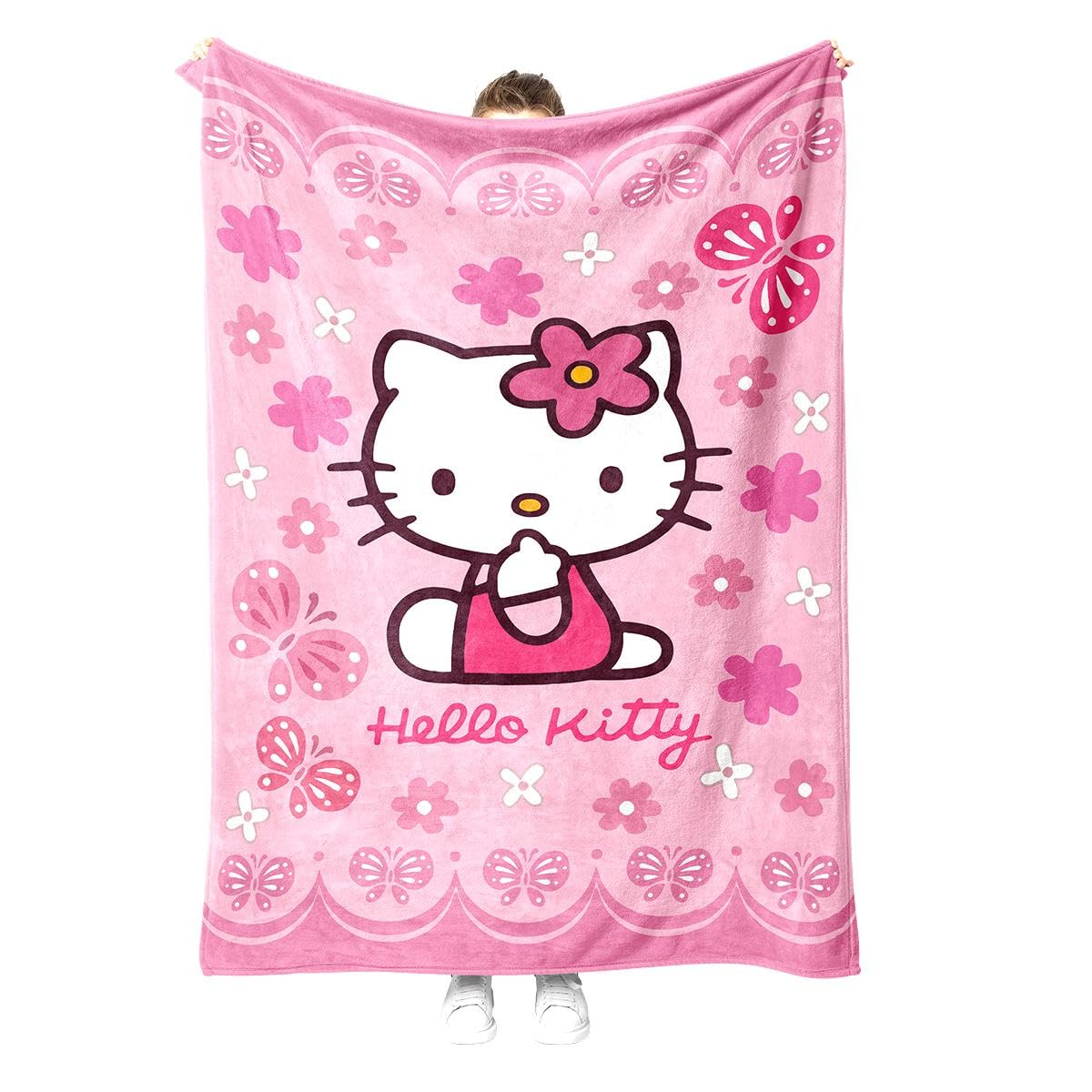 Coperta Hello Kitty In Pile 100x140 Cm - Plaid Morbido Per Divano, Letto E Culla | Design Carino - Foto 2