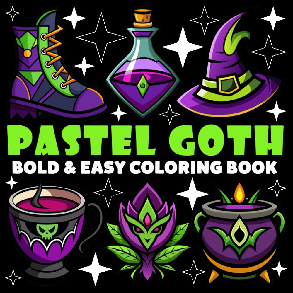 Pastel Goth Coloring Book | Bold and Easy Coloring Book: 70 Pages - 8.5" x 8.5" - For Gothic Stuff Lovers (Bold & Easy Coloring Book Series)