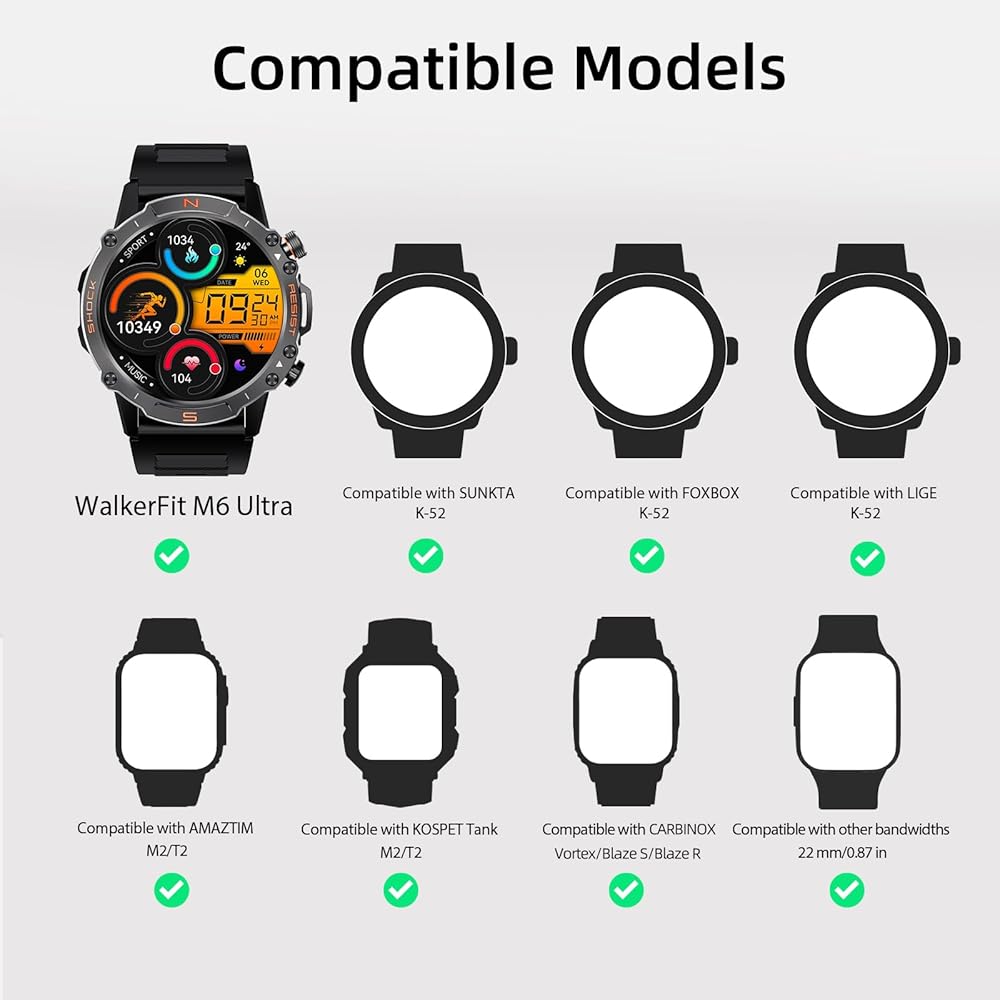 Amazon.com: Smart Watch Band 22mm 2 Pack, for AMAZTIM Smart Watch