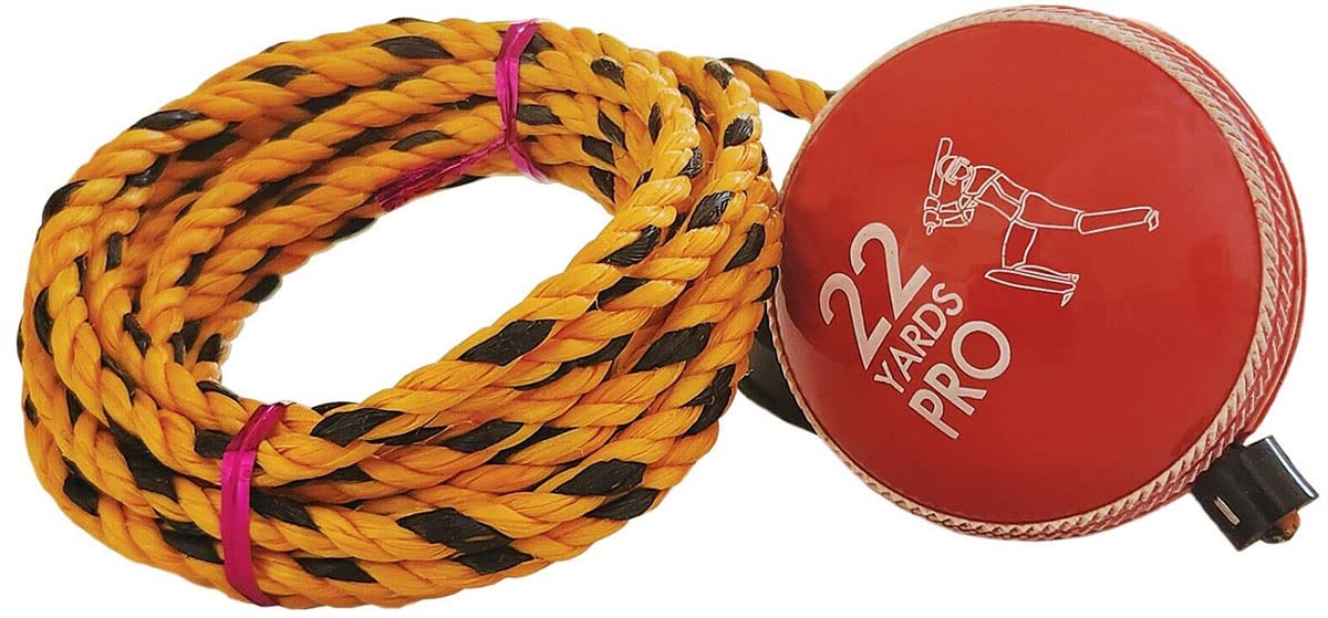 22YardsPro Cricket Batting Practice String Ball, Hard Plastic Option Perfect for Hand-Eye Coordination Training