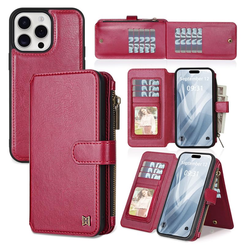 Galaxy S26 Handy Hülle【Abnehmbar, Mutil-Funktion】 Wallet Case Magnet Klapphülle PU Leder Etui Flip Cover Geldbörse Geldbeutel für Samsung Galaxy S26 - Rot