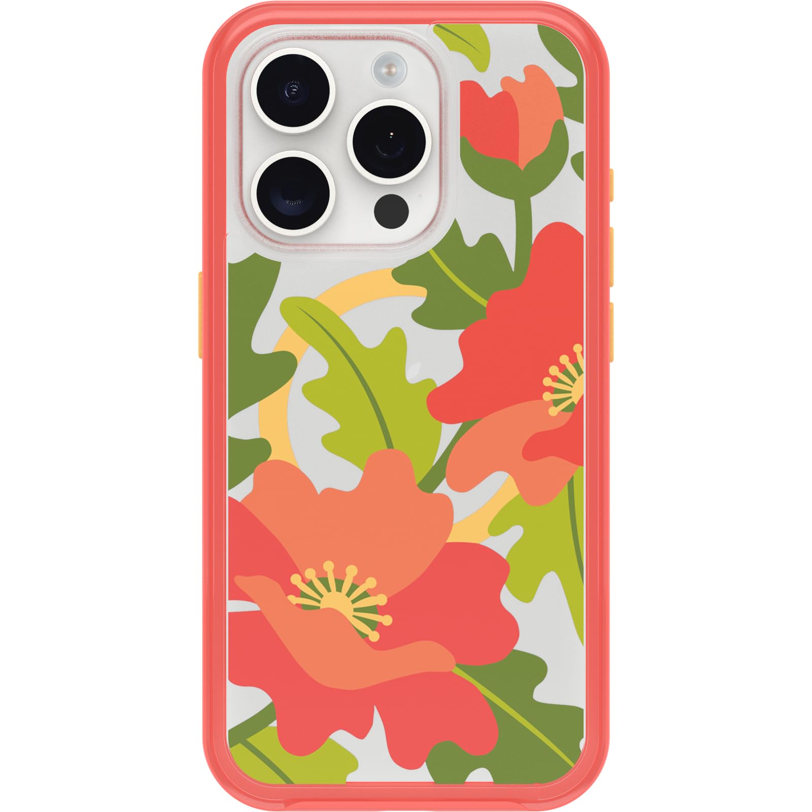Otterbox Coque Symmetry Clear MagSafe pour iPhone 15 Pro, Quilted Poppies