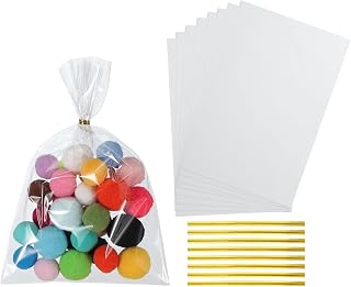 PATIKIL Treat Bags, 50 Pcs 9x6 Inch Clear Gift Bags with Twist Ties Plastic Gift for Candy Party Favor Cookies Candies Packaging Bakery, Clear
