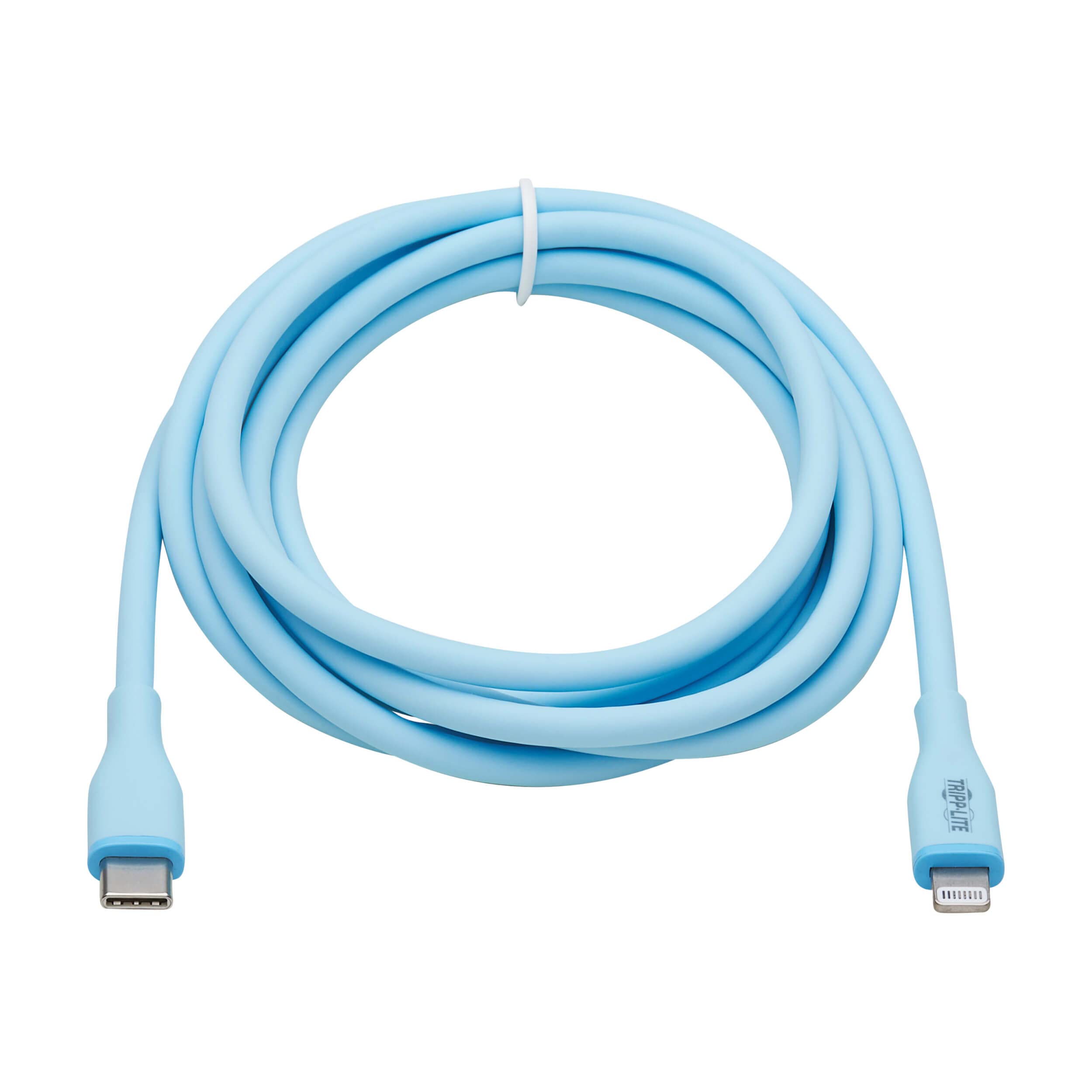 Tripp Lite Safe-IT USB-C to Lightning Charge Cable for iPhone & iPad, Male-to-Male Cable, MFi Certified, Light Blue, 6 Feet / 1.8 Meters, 2-Year Warranty (M102AB-006-S-LB)