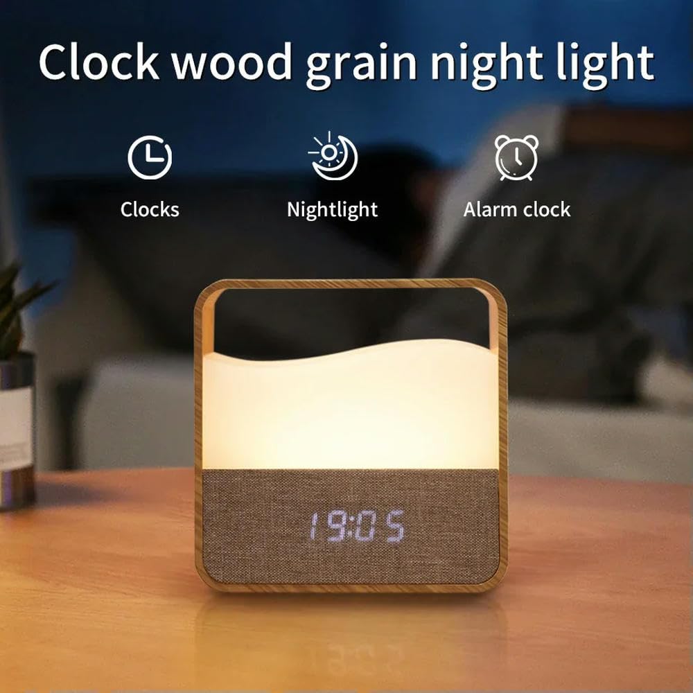 ZBDZSW - Reloj despertador con luz nocturna recargable, lámpara de escritorio, protección para los ojos, para habitación de los niños, lámpara de mesa portátil para bebé