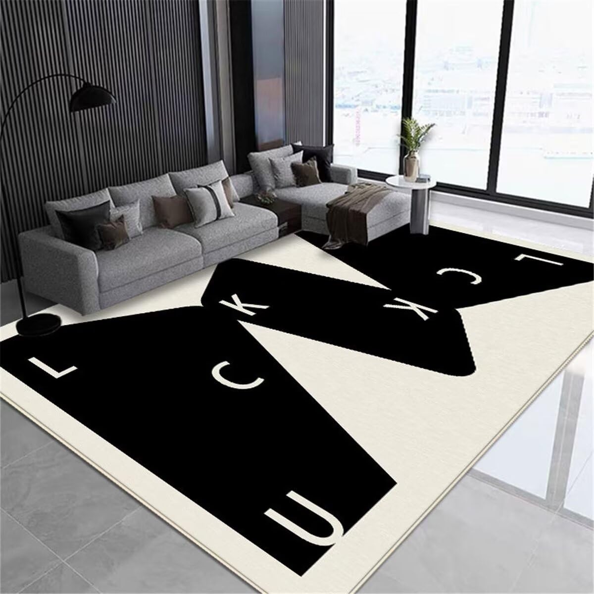 Deco Chambre Bébé Tapis Jeu Enfant Tapis de Salon Classique Gris Noir, Coussins de Salon, Plusieurs Tailles Tapis pour Chambre Fille 120X170CM