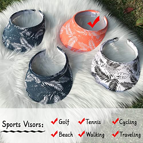 2 Pack Visor Women Men Sun Hat Clip On Visors Adjustable Sport Wide Brim Cap (Leaves-1) #TOP4